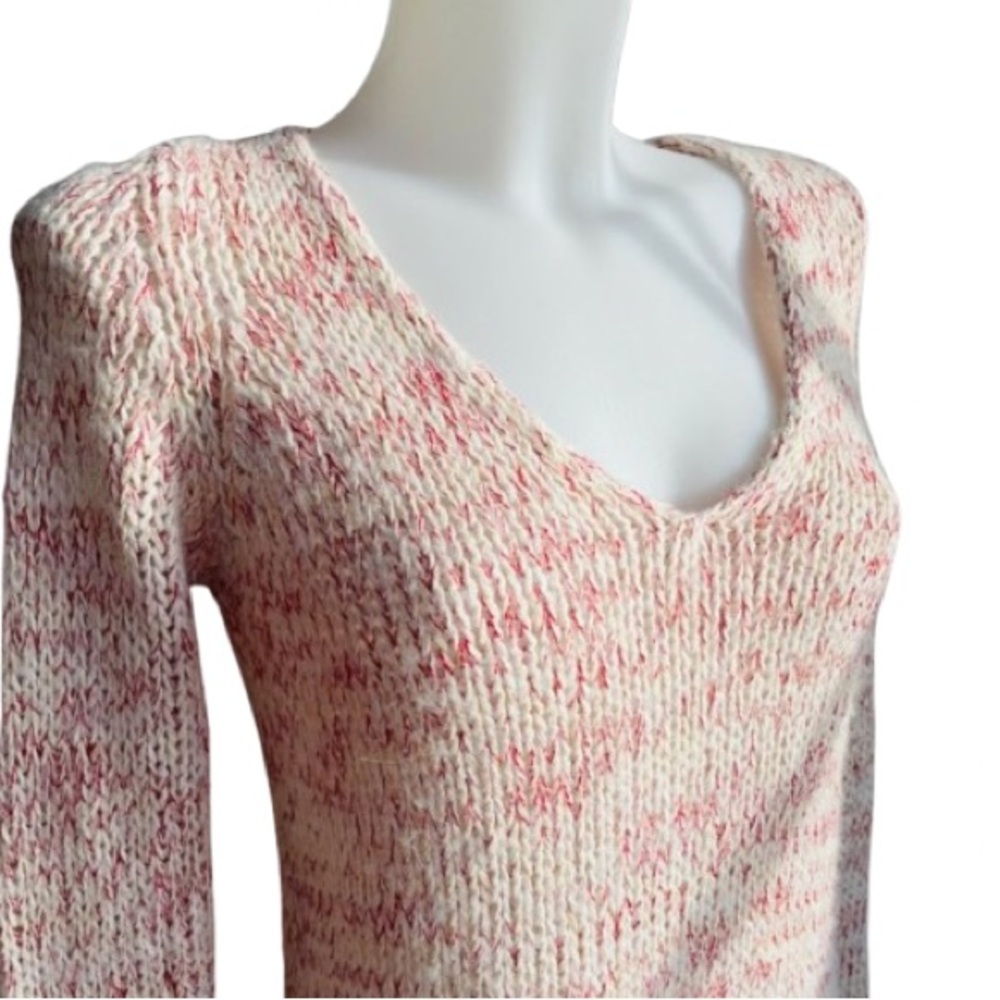 Zara Knit Mohair Asymmetrical High Low Pull Over Cream & Red Size Small - Picture 3 of 12